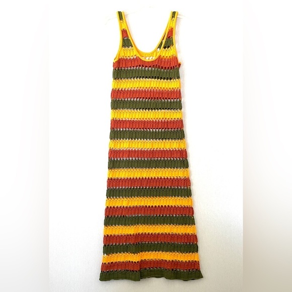 Zara Multi-coloured Striped Crochet Knit Midi Maxi Dress - Picture 10 of 14